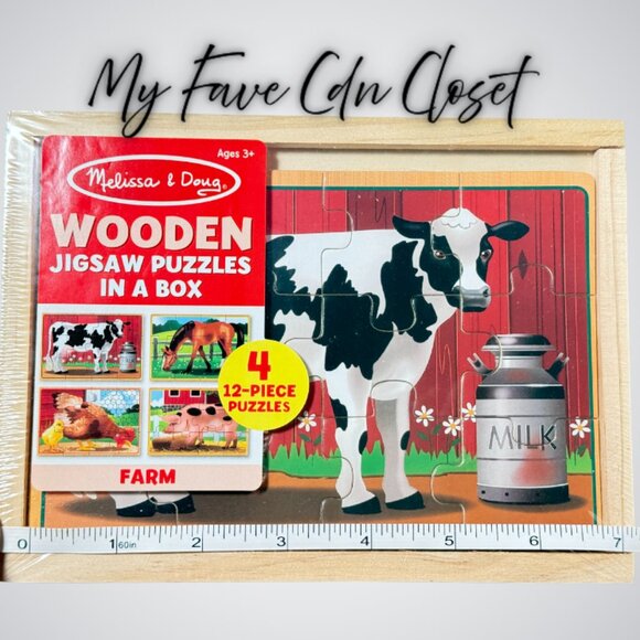 NEW & Sealed**Melissa & Doug FARM 4 pack wooden puzzles (12 pc ea) - Picture 5 of 9